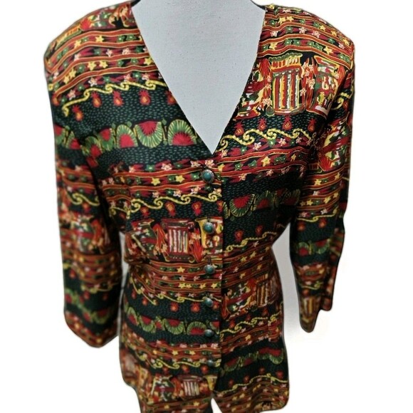 Ultra Dress Tops - Vintage Ultra Dress Blouse Size 12 Design Buttons Padded Shoulders Back Tie...